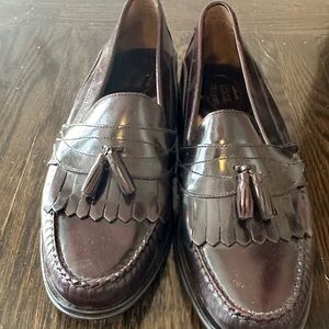 Bass Rich Oxblood Leather Tassel Slip-Ons